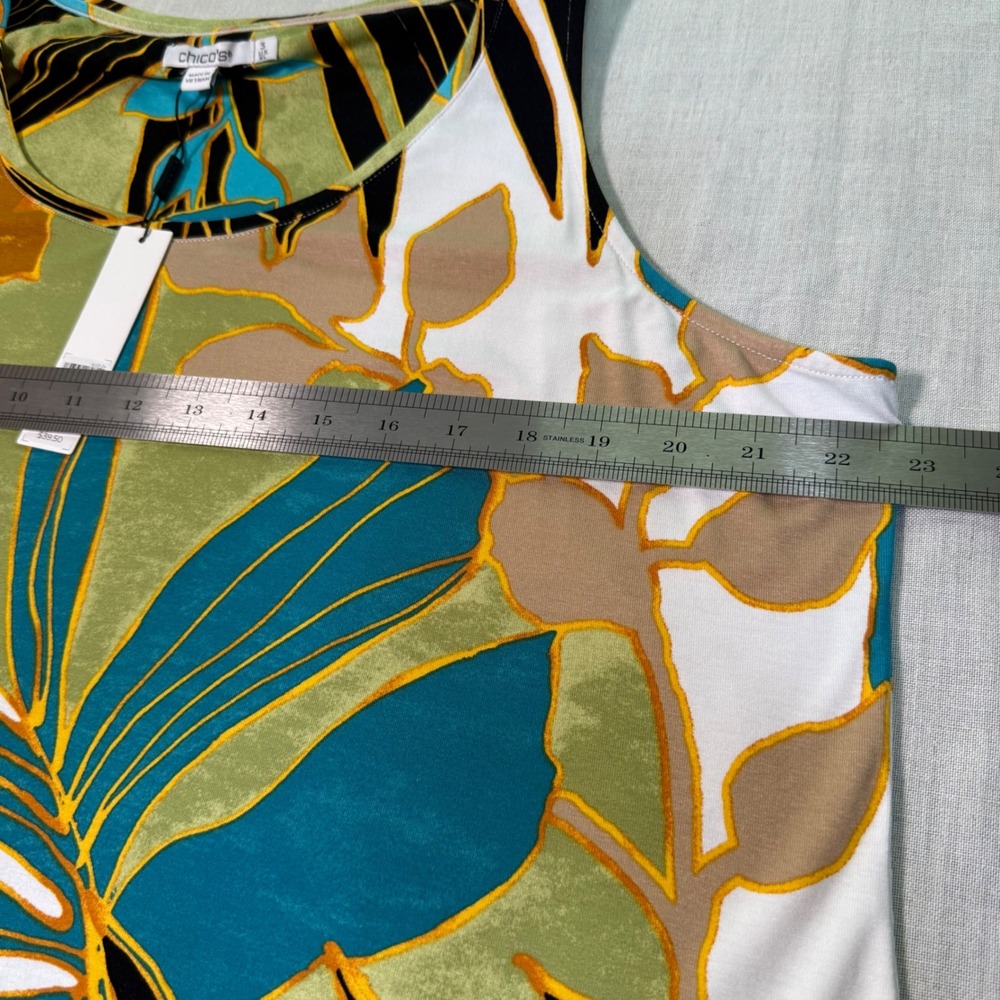 NWT Chico's Touch of Cool 3 XL Palms Polished Tank Top Oceano Tropical Comfort - Picture 8 of 9